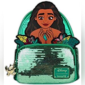 Loungefly Disney Moana Heart of Te Fiti backpack w/ sequins Glows in the dark